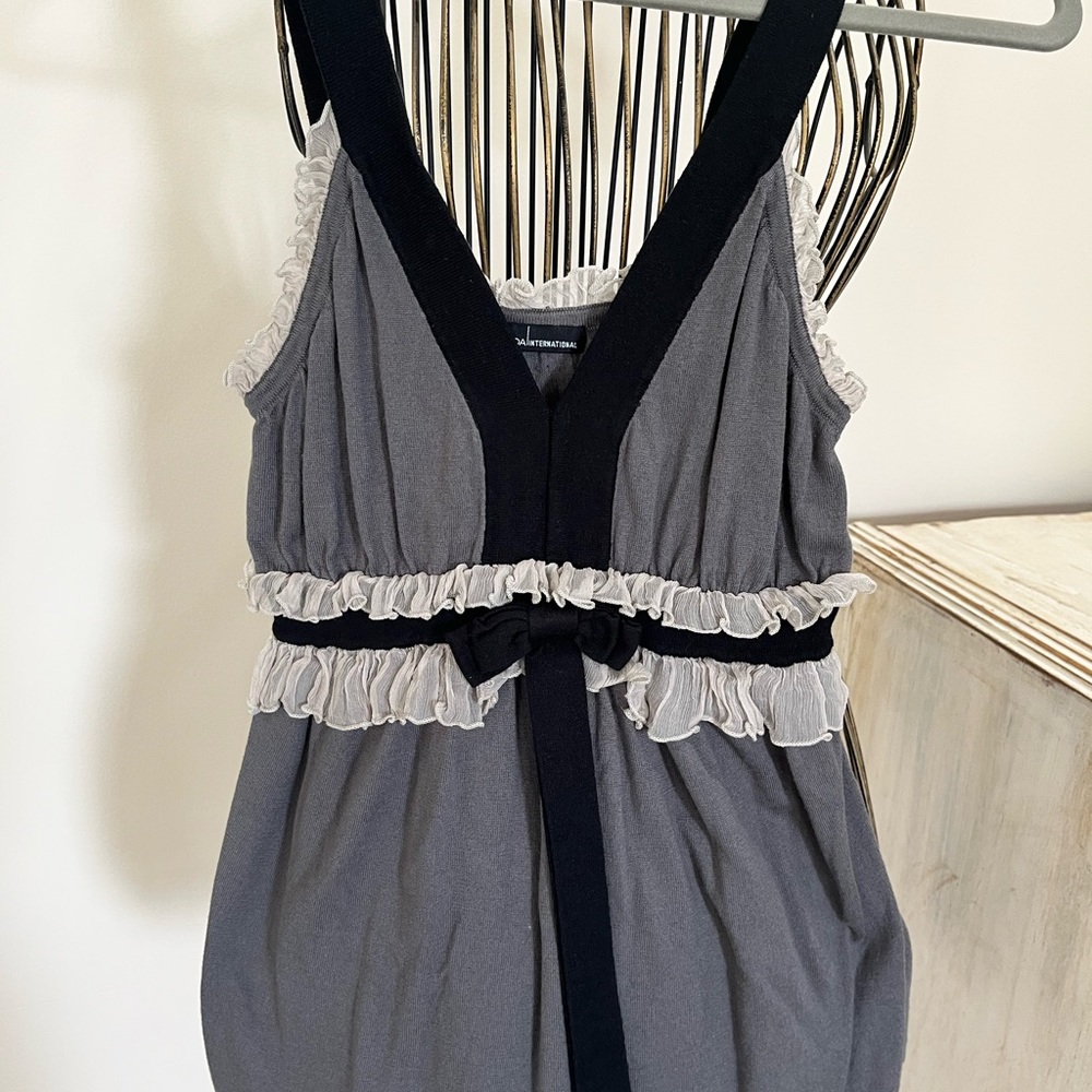 Tank sweater/camisole with contrast trim.